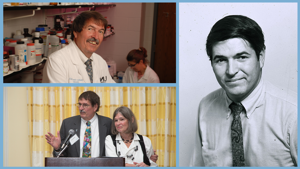 Series of collated images of Dr. Earp as a UNC student and as a professor.